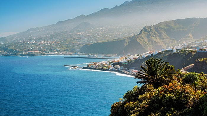 A view towards the coast Santa Cruz in La Palma from the sea
